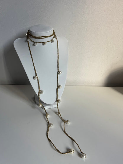 Collana filo dorato con perline