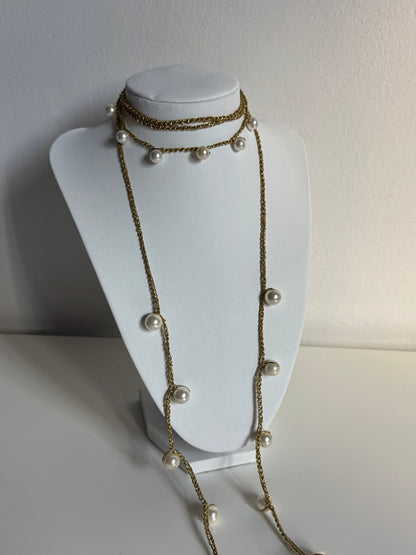 Collana filo dorato con perline