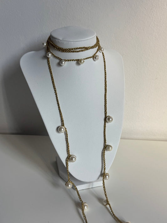 Collana filo dorato con perline